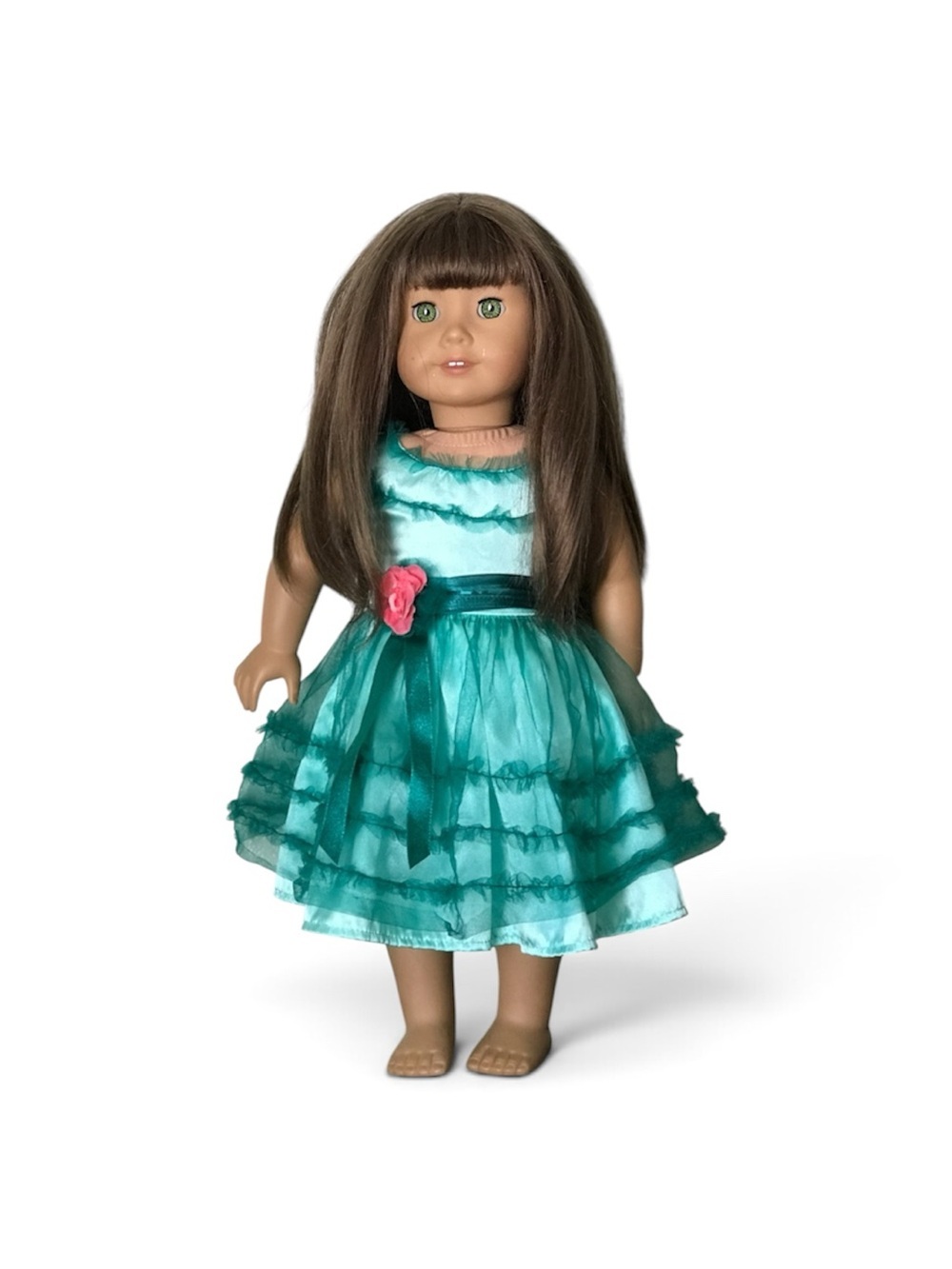 American girl doll Teal Party with Dress with Pink Flower Accent